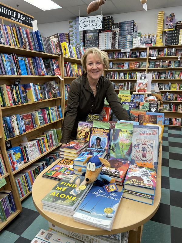 Lisa Graff's two novels are on display in the children's book section at Browseabout Books in Rehoboth Beach.