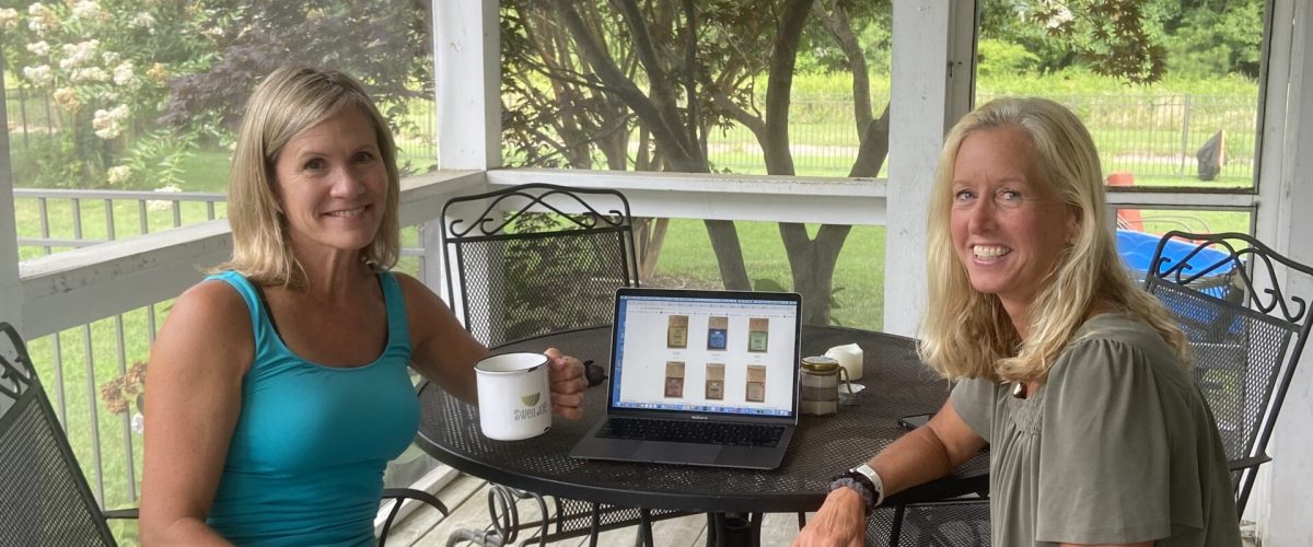 Karen Johnson, left, and Sharon Vitella plan for online sales of Swell Joe Coffee.