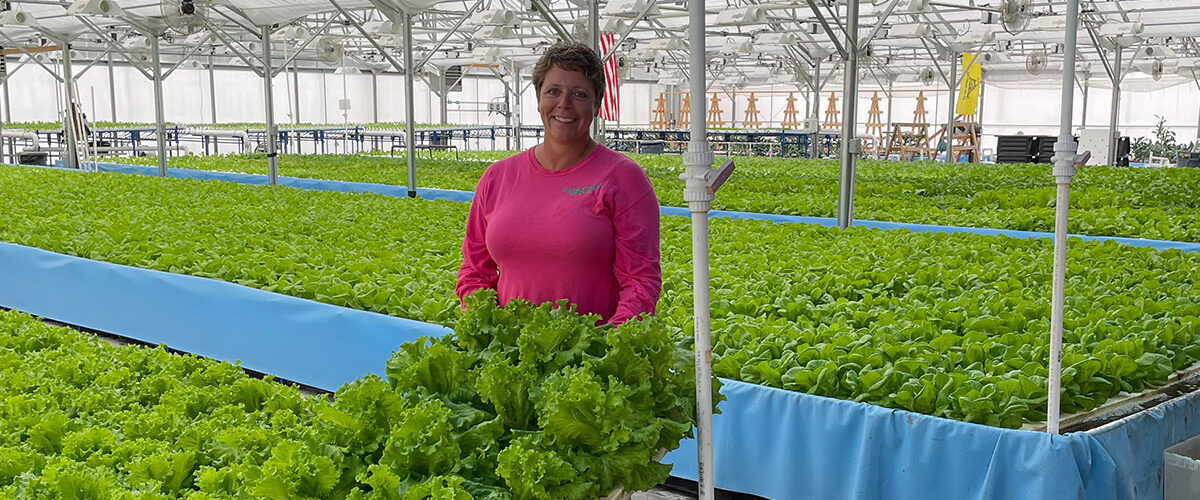 Katie Wood showcases a bounty of lettuce